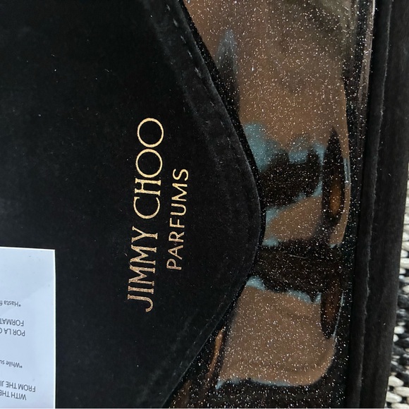 Jimmy Choo Parfums Black Shimmer Gold Chain Women's Bag Clutch Snap Closure New - Picture 3 of 7